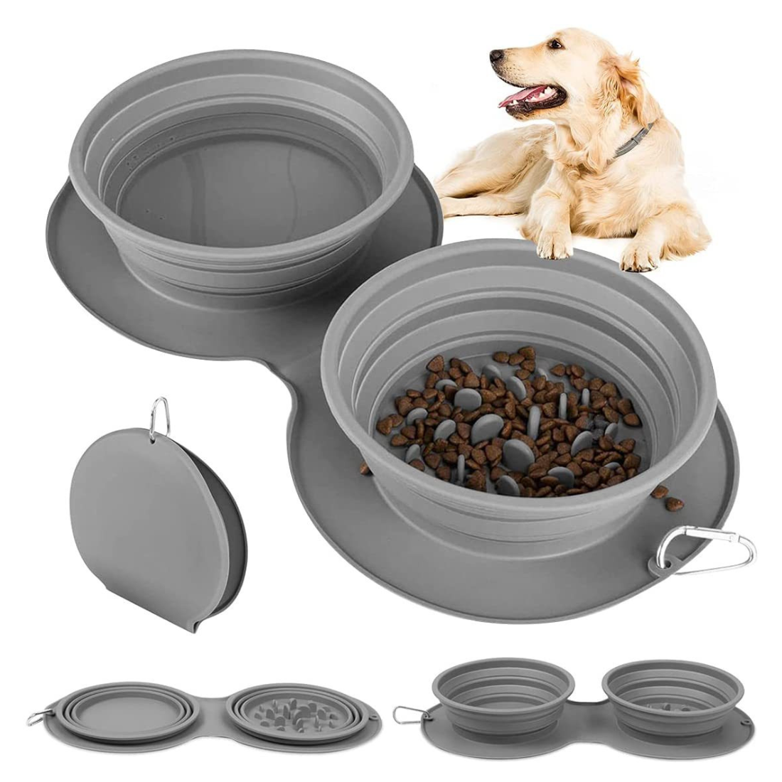 Canadian-Carto Silicone Foldable Slow Feeding Pet Bowl