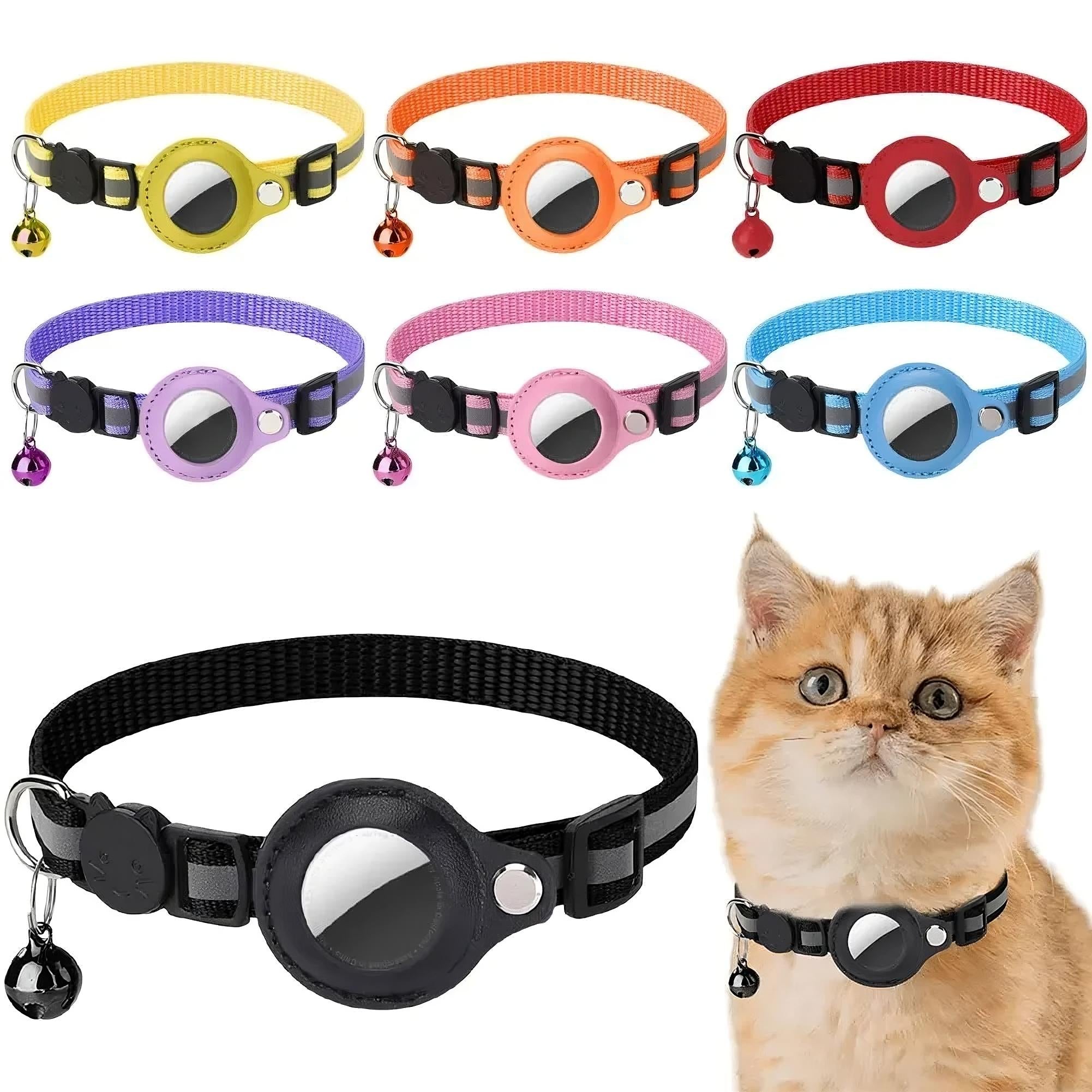 Canadian-Carto Reflective Cat Collar with Apple AirTag Holder