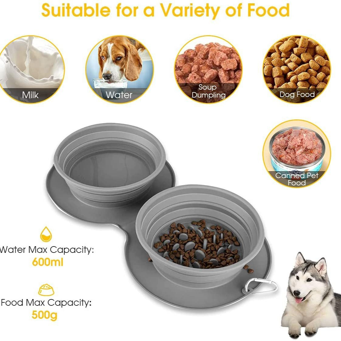 Canadian-Carto Silicone Foldable Slow Feeding Pet Bowl