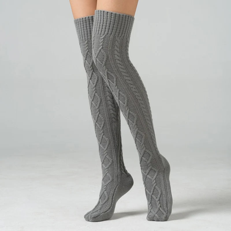 Canadian-Carto Winter Wool Over Knee Socks