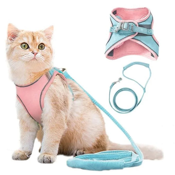 Canadian-Carto Cat Vest Harness Leash Set