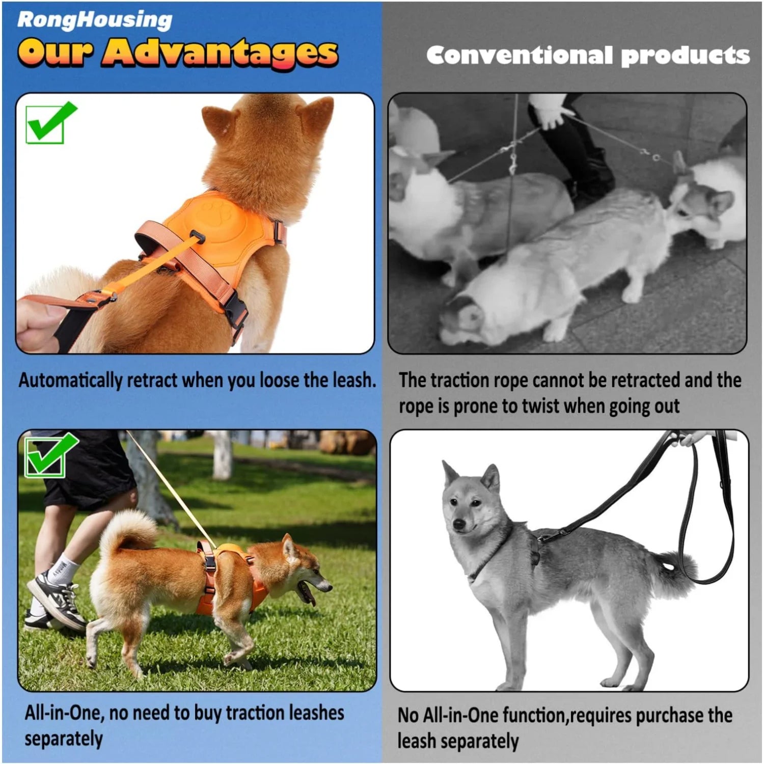 Canadian-Carto Dog Harness and Automatic Retractable Leash Kit